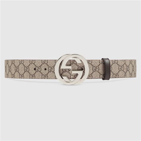 gucci gg supreme belt with g buckle farfetch|Gucci belt with silver buckle.